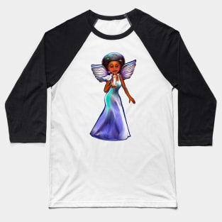 Angel with dove and candle. Black angel of peace ! With glow, Afro hair, brown eyes, Cherry pink lips and dark brown skin. Hair love ! Baseball T-Shirt